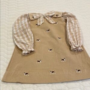 TBBC Corduroy Hound Jumped with Gingham Bow Top Size 5